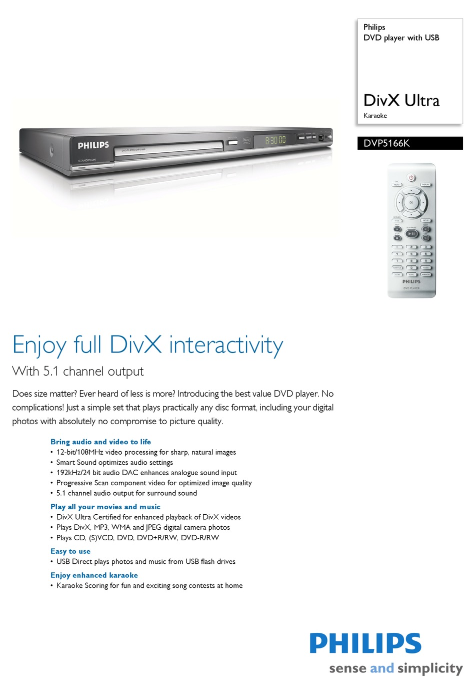 PHILIPS DIVX ULTRA DVP5166K/98 SPECIFICATIONS Pdf Download ManualsLib