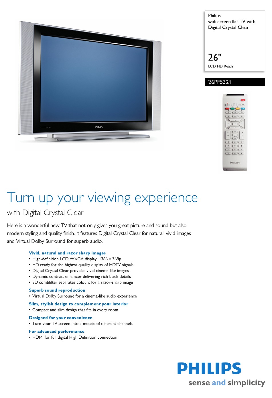 PHILIPS 26PF5321 SPECIFICATIONS Pdf Download | ManualsLib