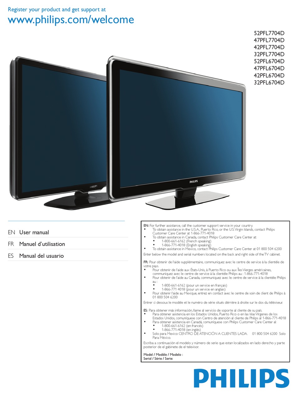 PHILIPS 32PFL6704D USER MANUAL Pdf Download | ManualsLib