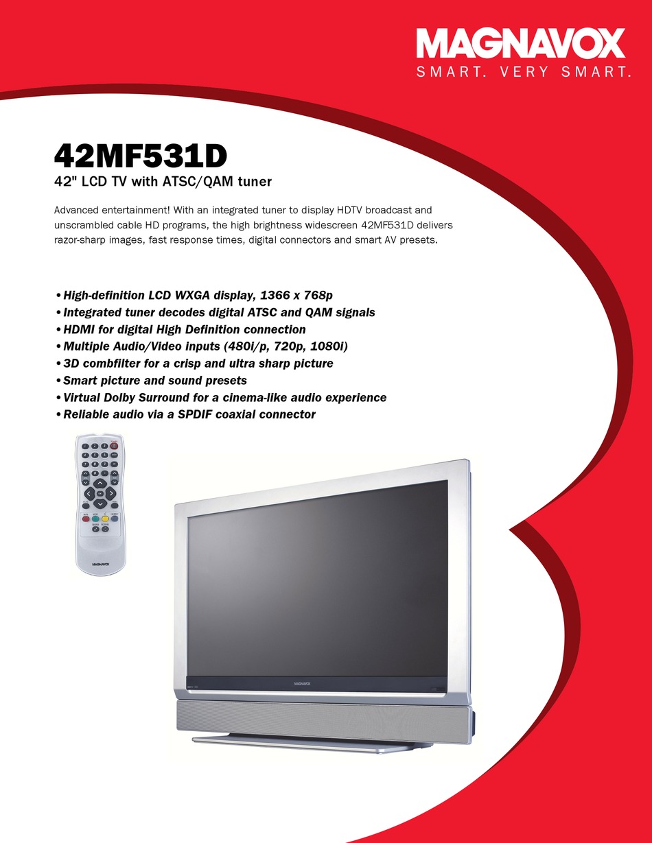 MAGNAVOX 42MF531D SPECIFICATIONS Pdf Download | ManualsLib