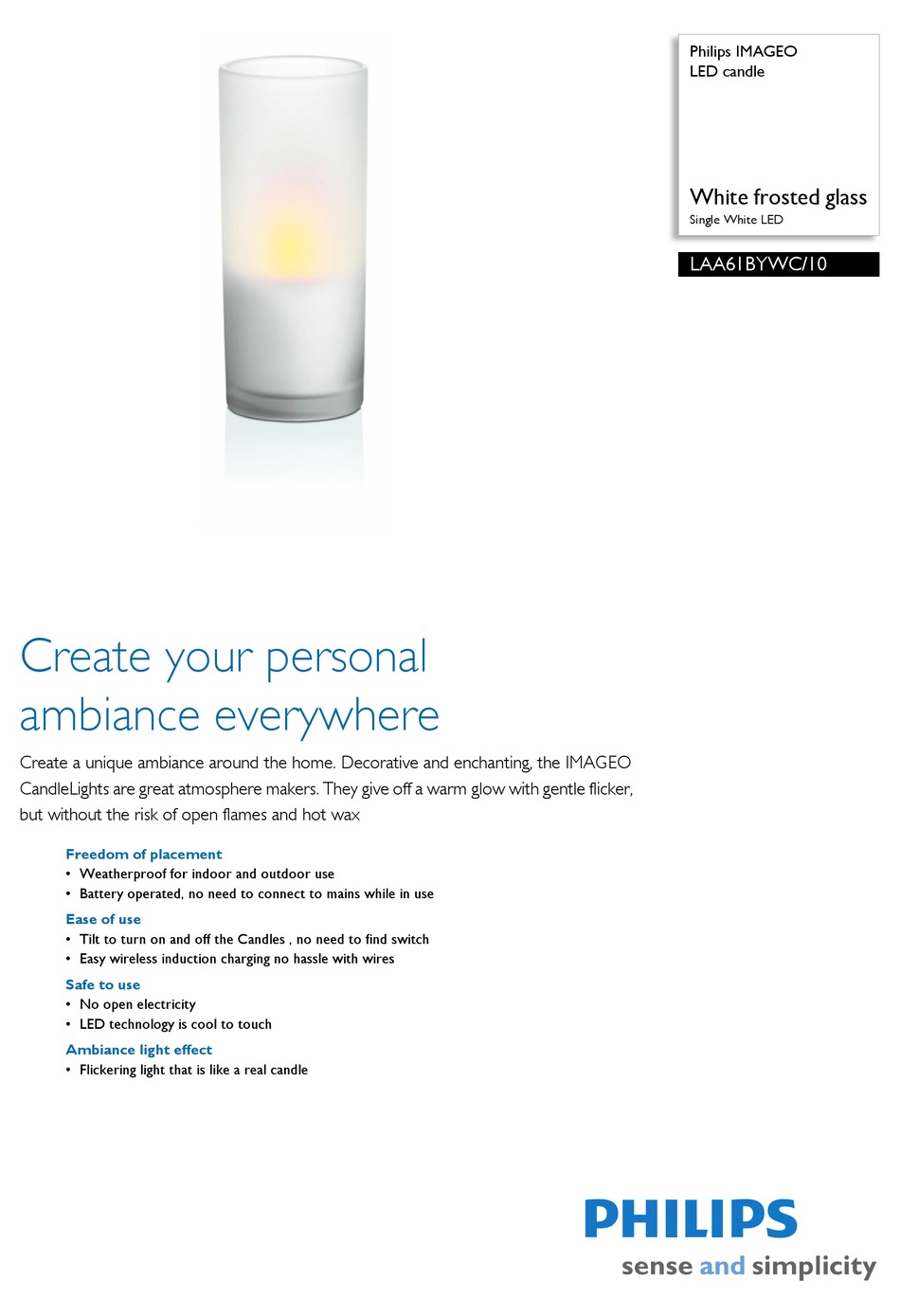 PHILIPS LAA61BYWC/10 SPECIFICATION SHEET Pdf Download ManualsLib