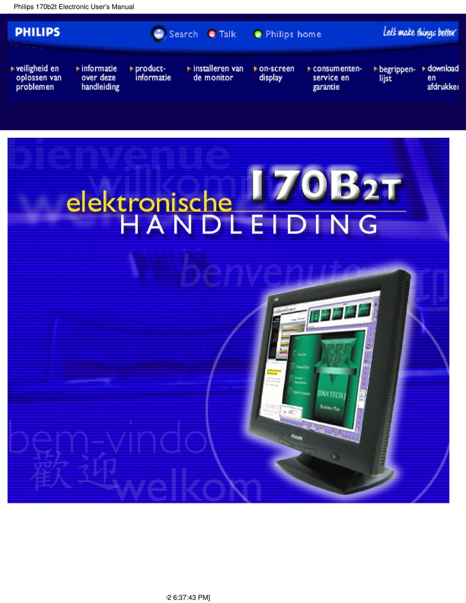 PHILIPS 170B2T ELEKTRONISCHE HANDLEIDING Pdf Download | ManualsLib