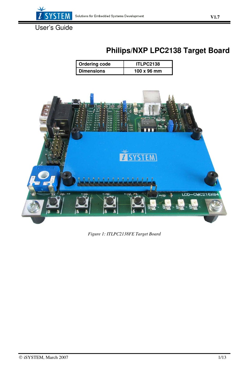 ISYSTEM TARGET BOARD LPC2138 USER MANUAL Pdf Download ManualsLib