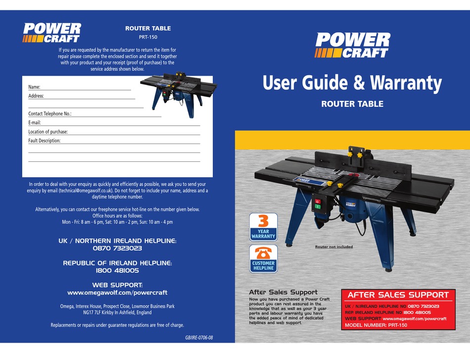 Bliver til mode synd POWER CRAFT PRT-150 USER MANUAL Pdf Download | ManualsLib