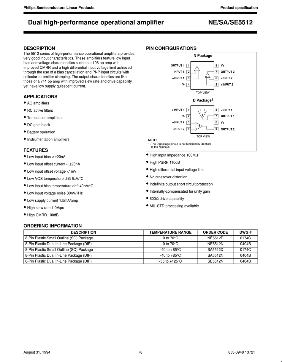 PHILIPS NE5512 PRODUCT SPECIFICATION Pdf Download ManualsLib