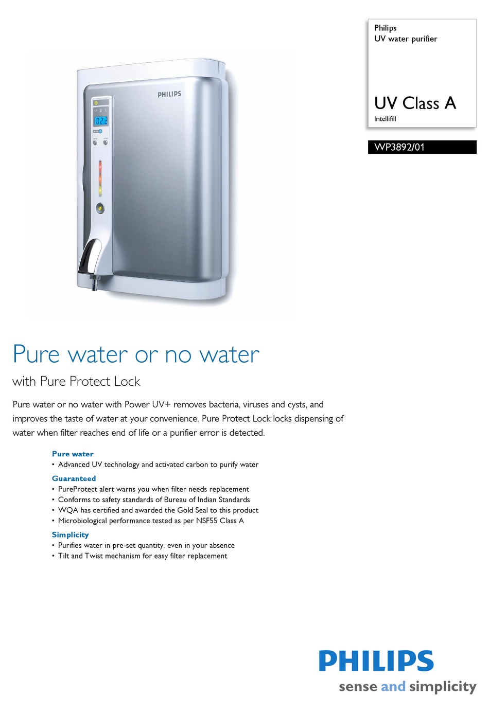 UV water purifier WP3890/01