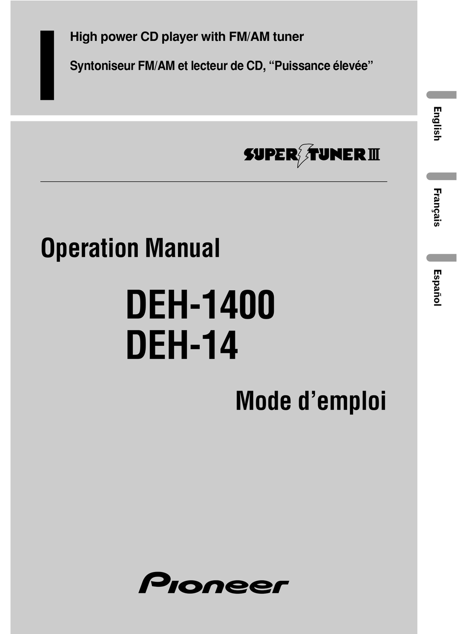 PIONEER DEH-1400 OPERATION MANUAL Pdf Download | ManualsLib