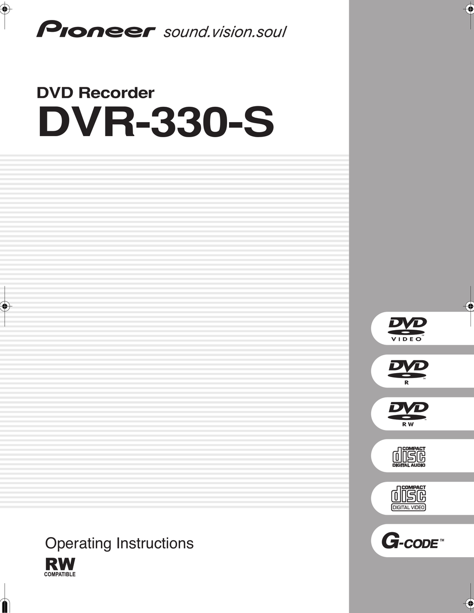 Pioneer Dvr 310 Operating Instructions Manual Pdf Download Manualslib