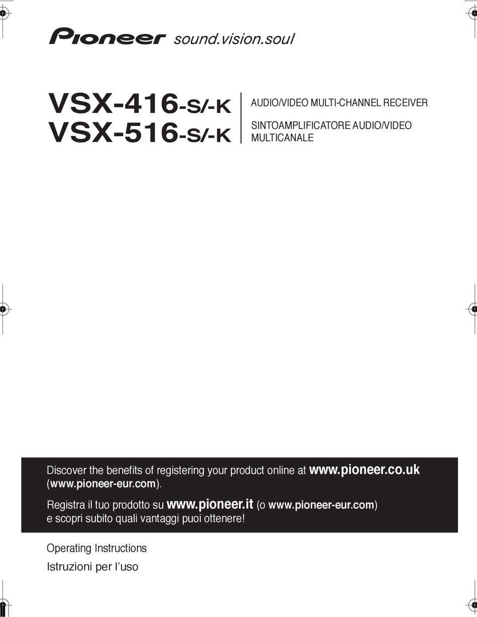 Pioneer Vsx 416 K Operating Instructions Manual Pdf Download Manualslib