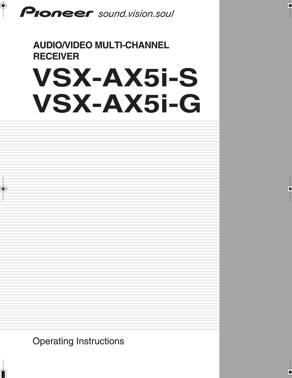 Pioneer Vsx Ax5i G Operating Instructions Manual Pdf Download Manualslib