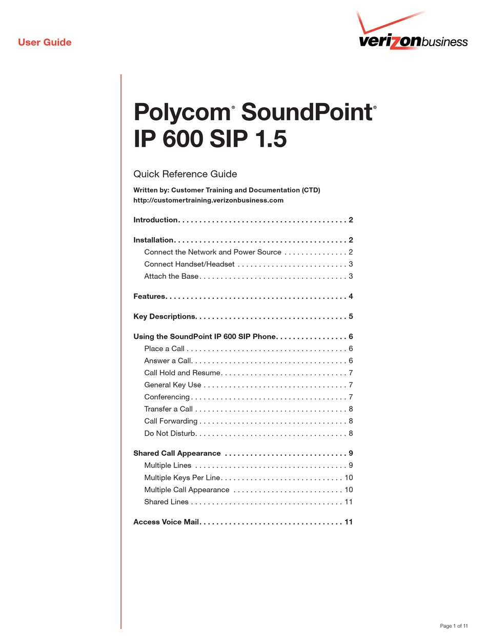 POLYCOM SOUNDPOINT IP 600 SIP QUICK REFERENCE MANUAL Pdf Download ...