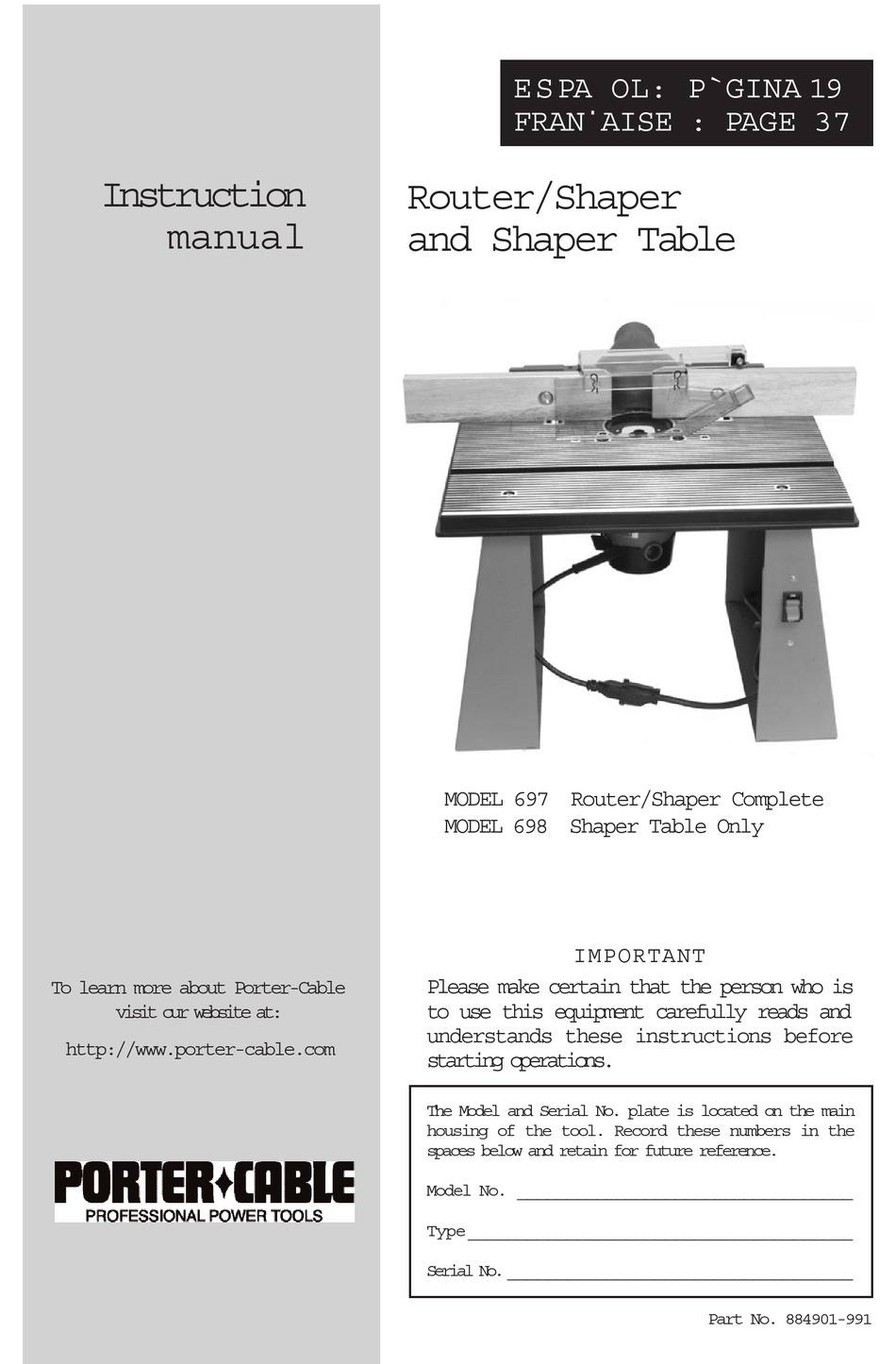 PORTER-CABLE 697 INSTRUCTION MANUAL Pdf 