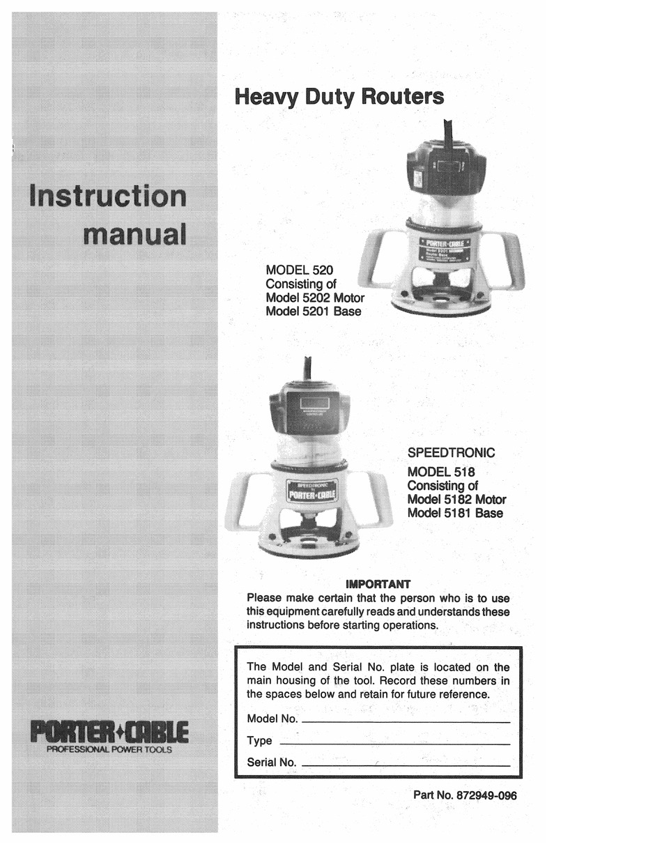 PORTER-CABLE SPEEDTRONIC 518 INSTRUCTION MANUAL Pdf Download | ManualsLib
