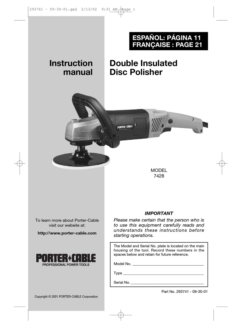 PORTER-CABLE 7428 INSTRUCTION MANUAL Pdf Download | ManualsLib