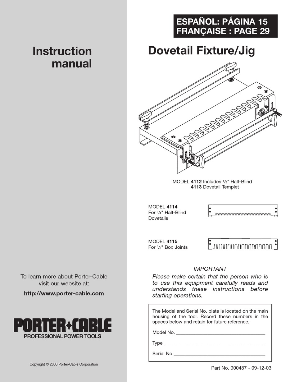 Porter Cable 4112 4113 4114 4115 Instruction Manual Pdf Download Manualslib