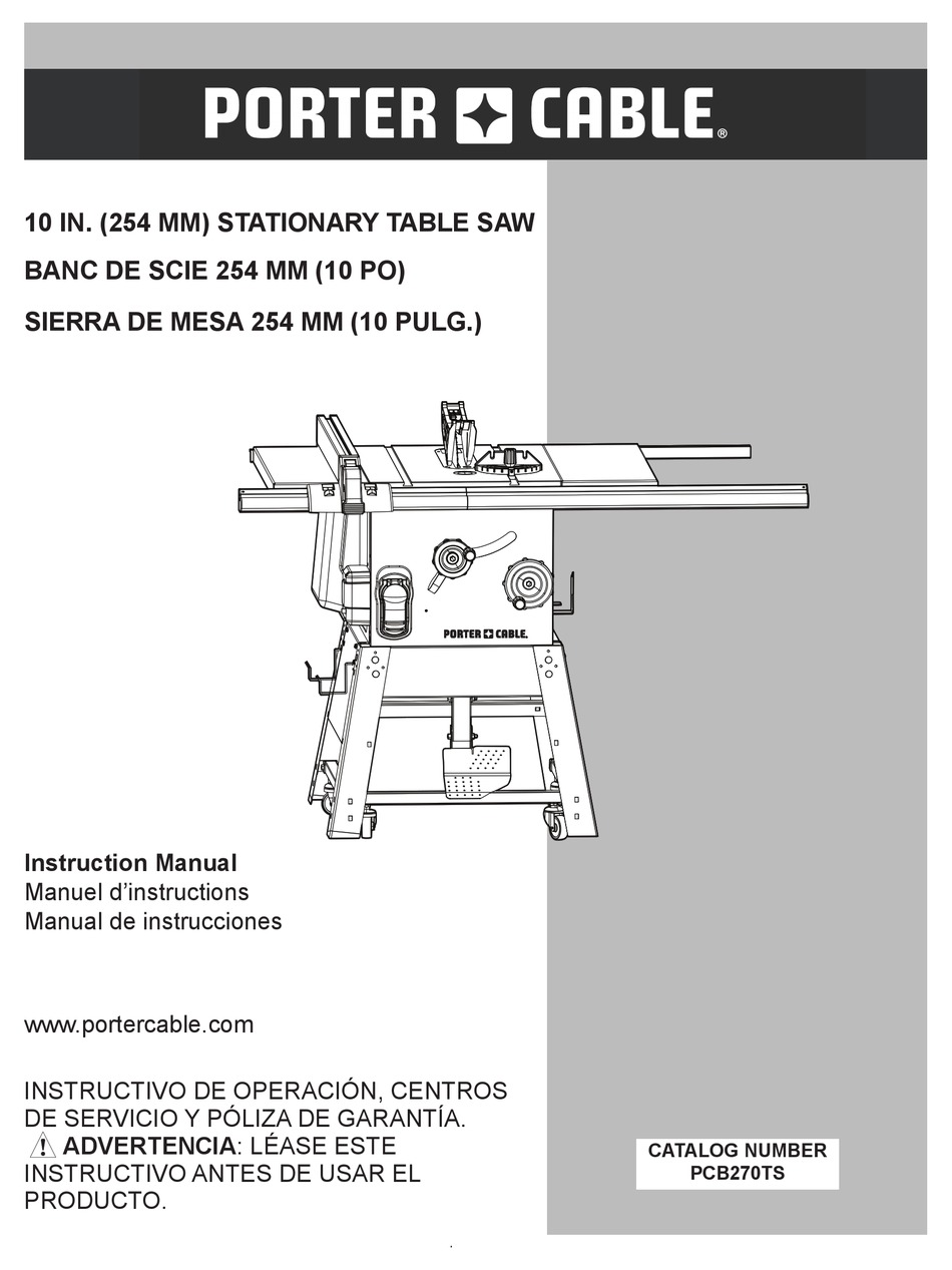 Porter Cable Pcb270ts Instruction Manual Pdf Download Manualslib