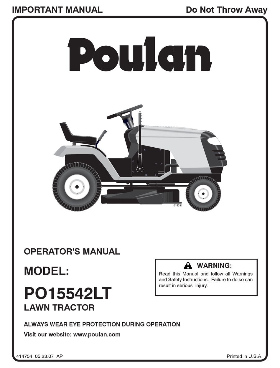 POULAN PRO 414754 OPERATOR'S MANUAL Pdf Download | ManualsLib