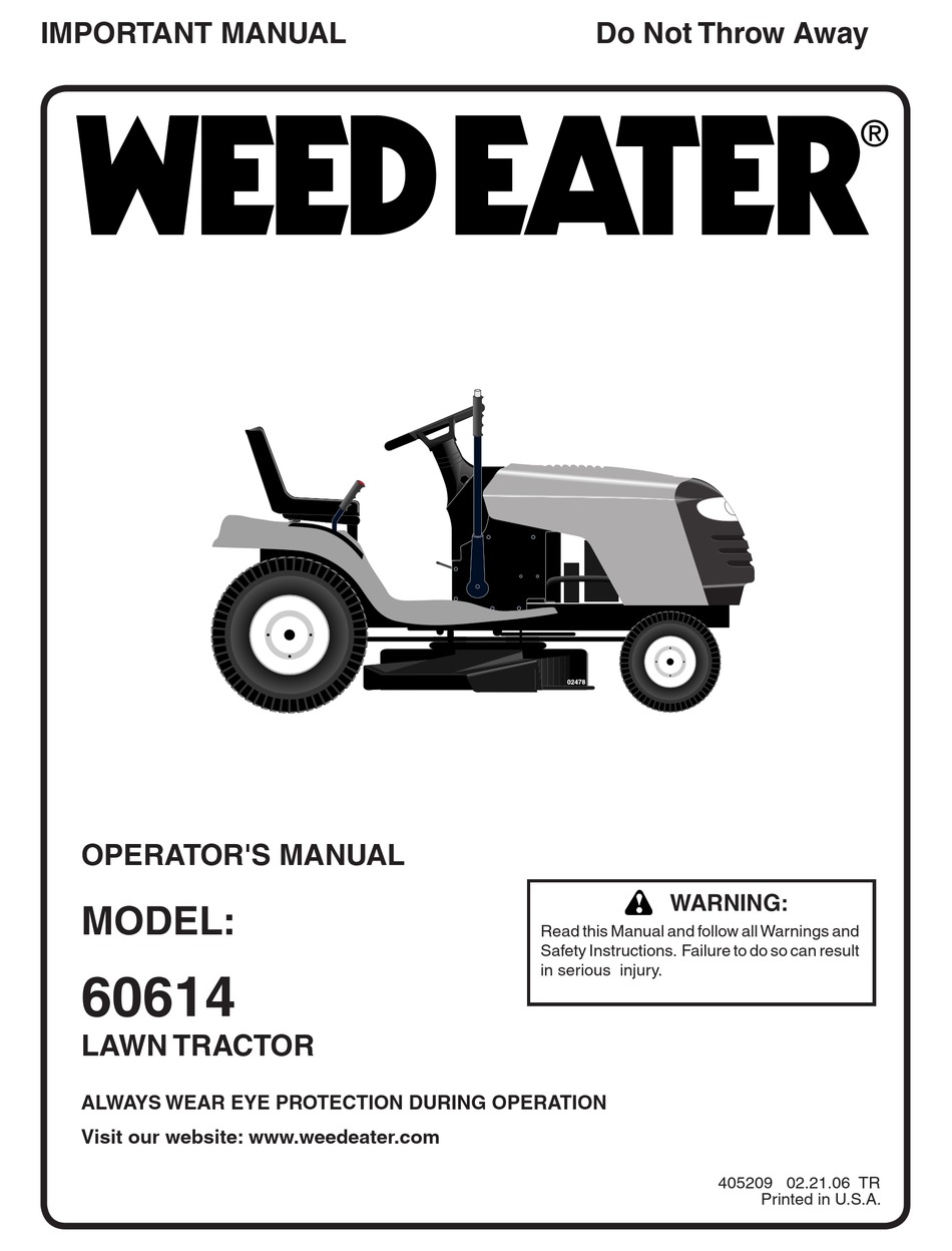 WEED EATER 60614 OPERATOR S MANUAL Pdf Download ManualsLib