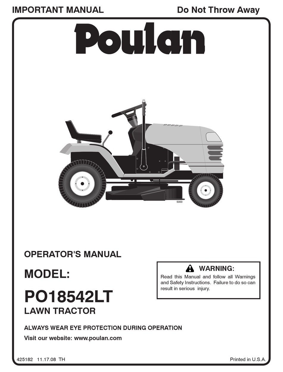 Poulan 14.5 hp discount 42 cut manual