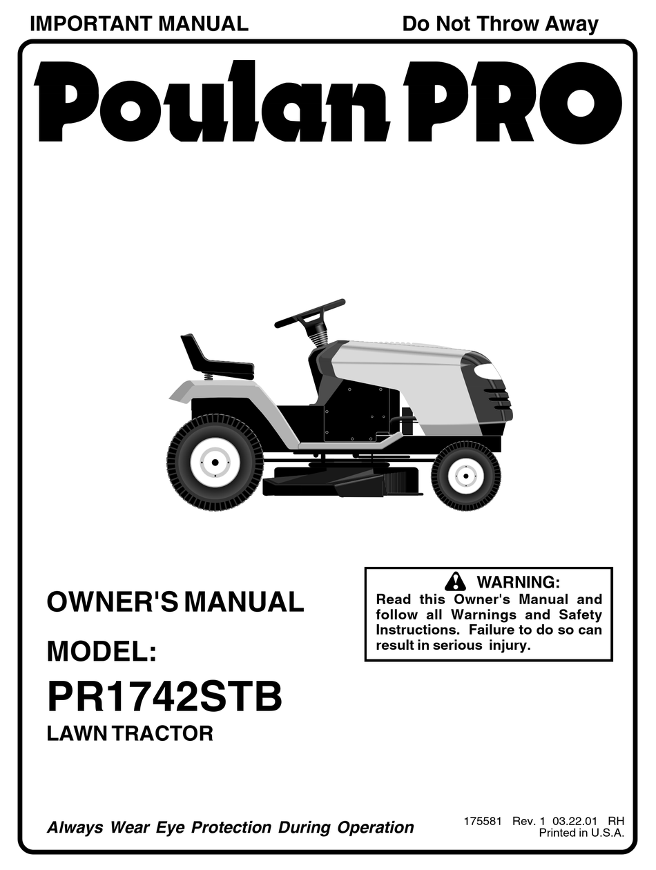 POULAN PRO PR1742STB OWNER'S MANUAL Pdf Download | ManualsLib