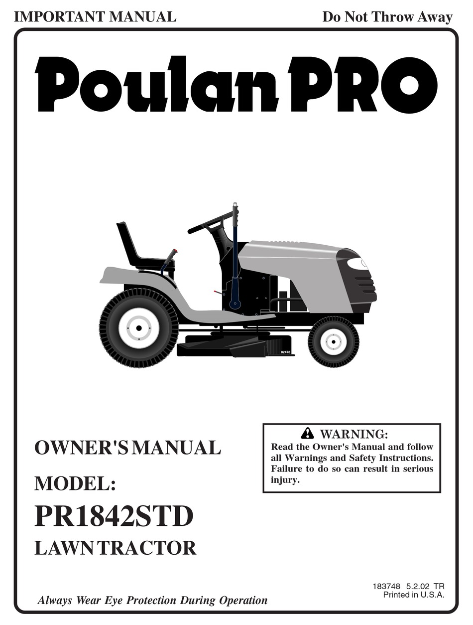 POULAN PRO PR1842STD OWNER'S MANUAL Pdf Download | ManualsLib