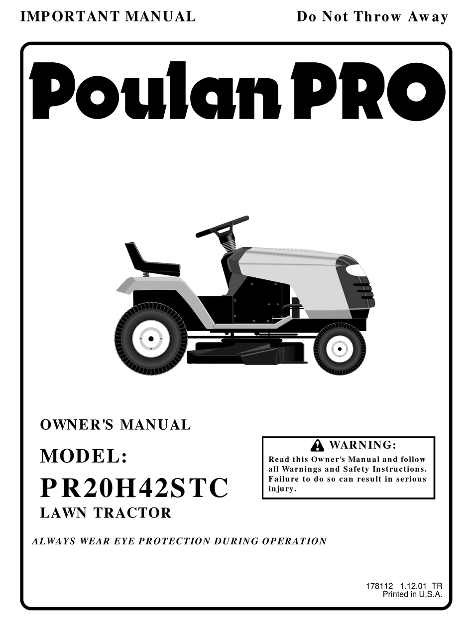 POULAN PRO PR20H42STC OWNER'S MANUAL Pdf Download | ManualsLib