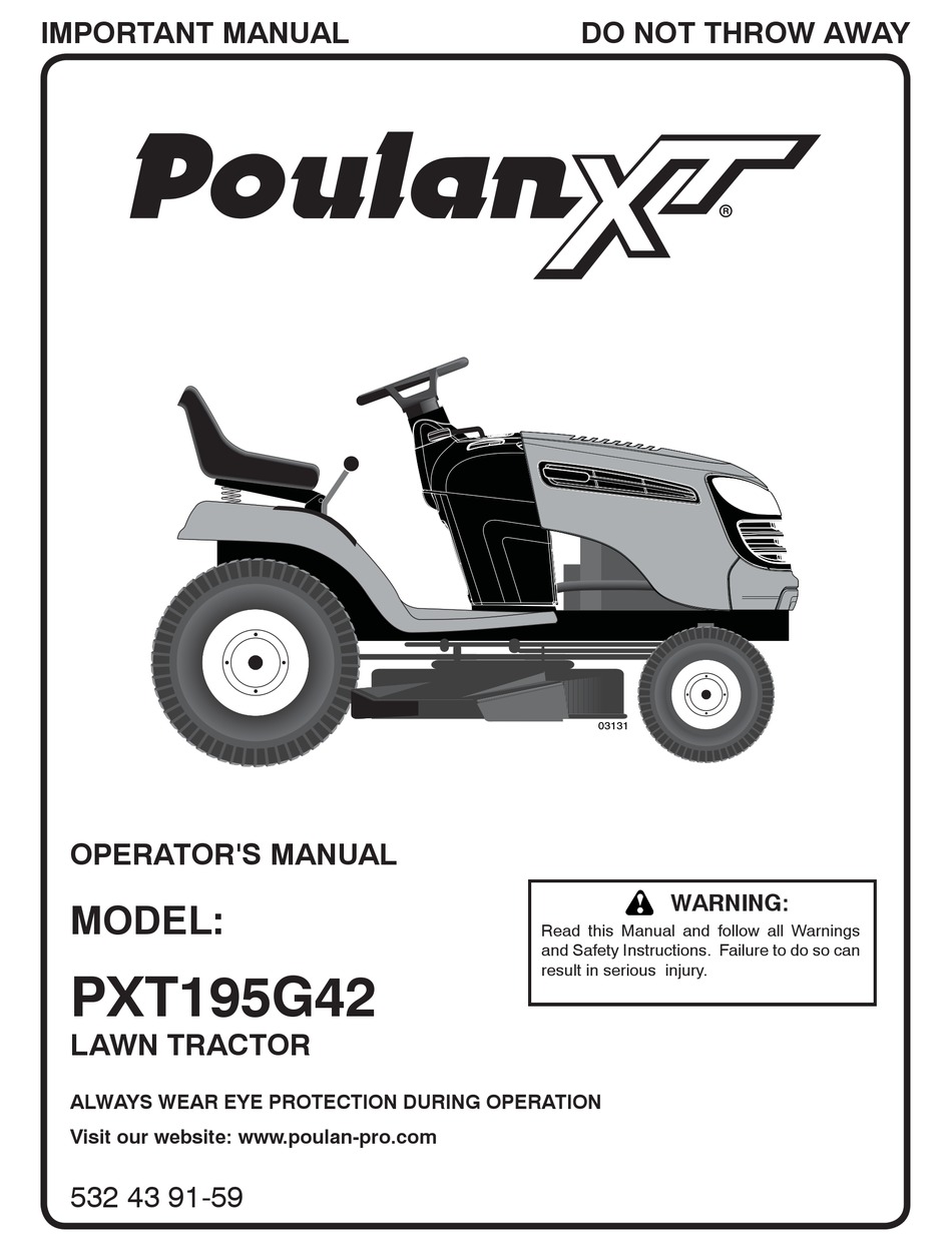 Engine Oil Filter Poulan Pro XT 532 43 91 59 Operator s Manual