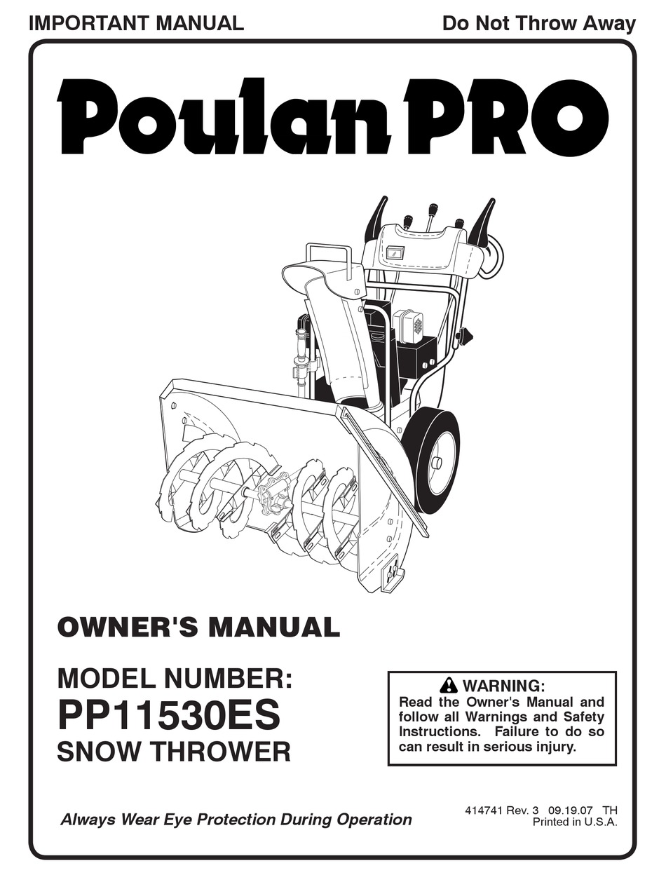 POULAN PRO 414741 OWNER'S MANUAL Pdf Download | ManualsLib