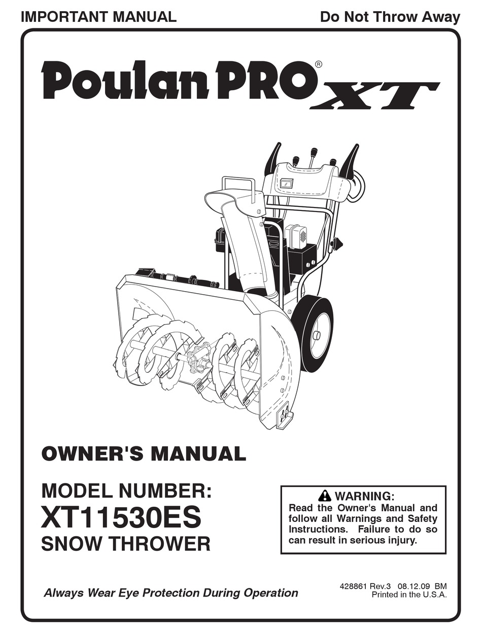 POULAN PRO 428861 OWNER'S MANUAL Pdf Download | ManualsLib