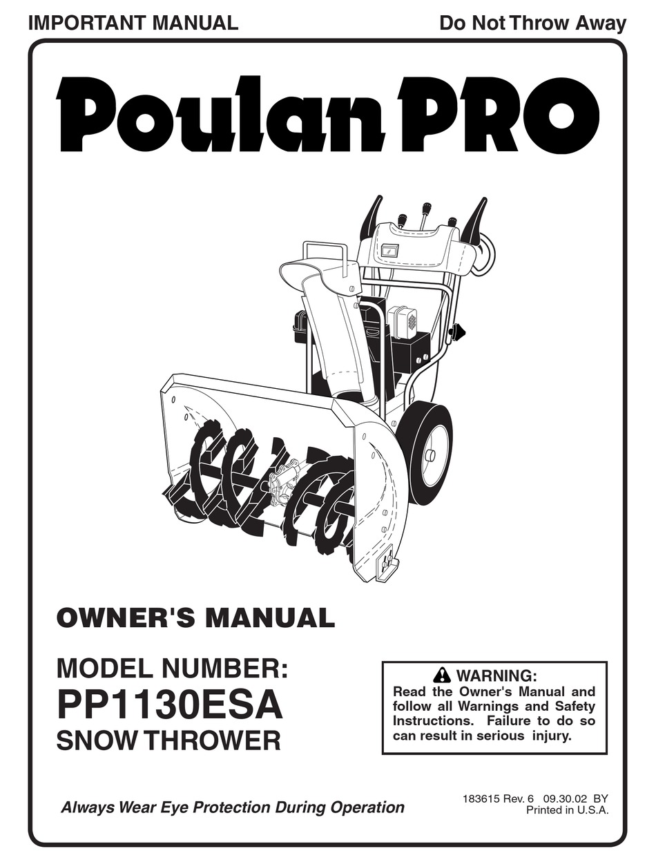 POULAN PRO PP1130ESA OWNER'S MANUAL Pdf Download | ManualsLib
