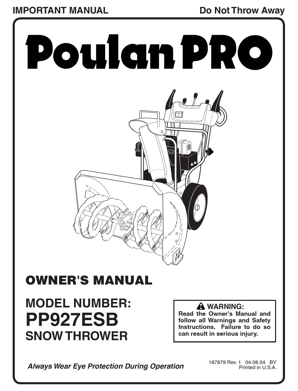 POULAN PRO PP927ESB OWNER'S MANUAL Pdf Download | ManualsLib