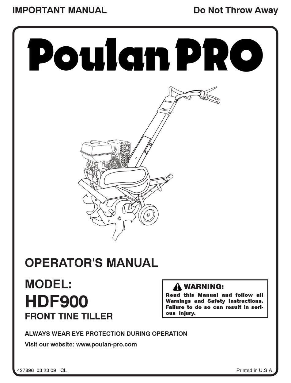 POULAN PRO 427896 OPERATOR'S MANUAL Pdf Download | ManualsLib