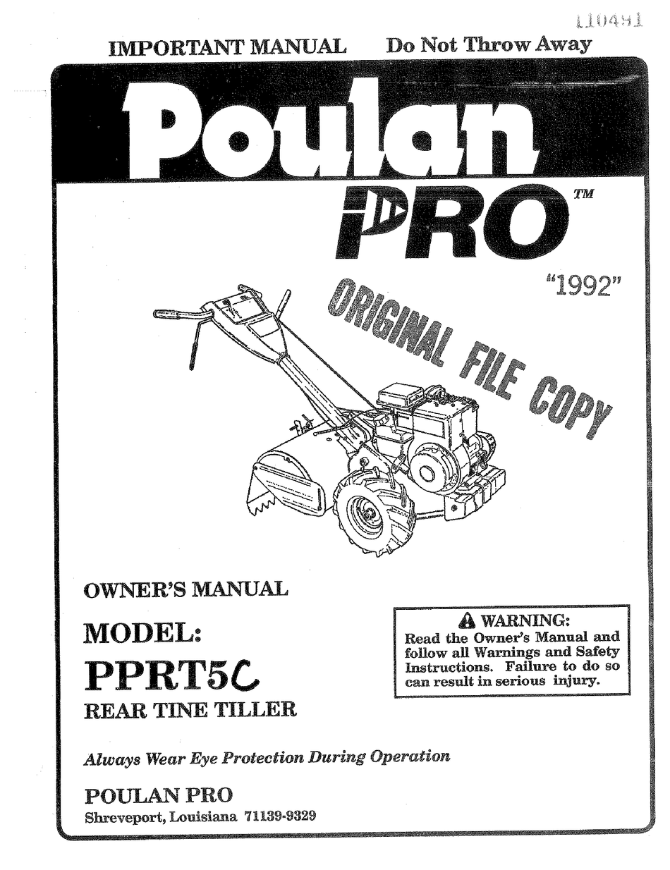 Poulan Pro Pprt5c Owner S Manual Pdf Download Manualslib