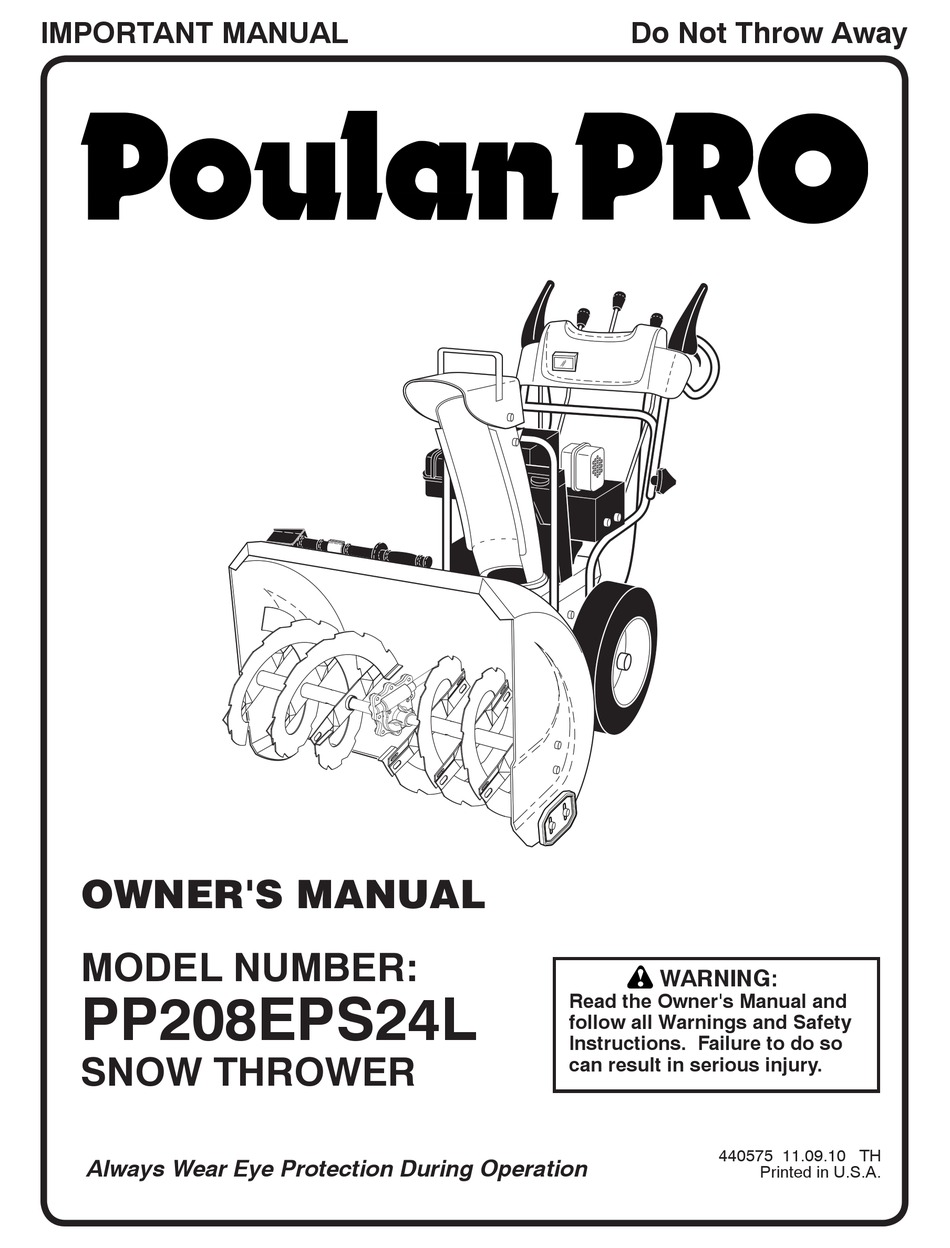 POULAN PRO PP208EPS24L OWNER'S MANUAL Pdf Download | ManualsLib