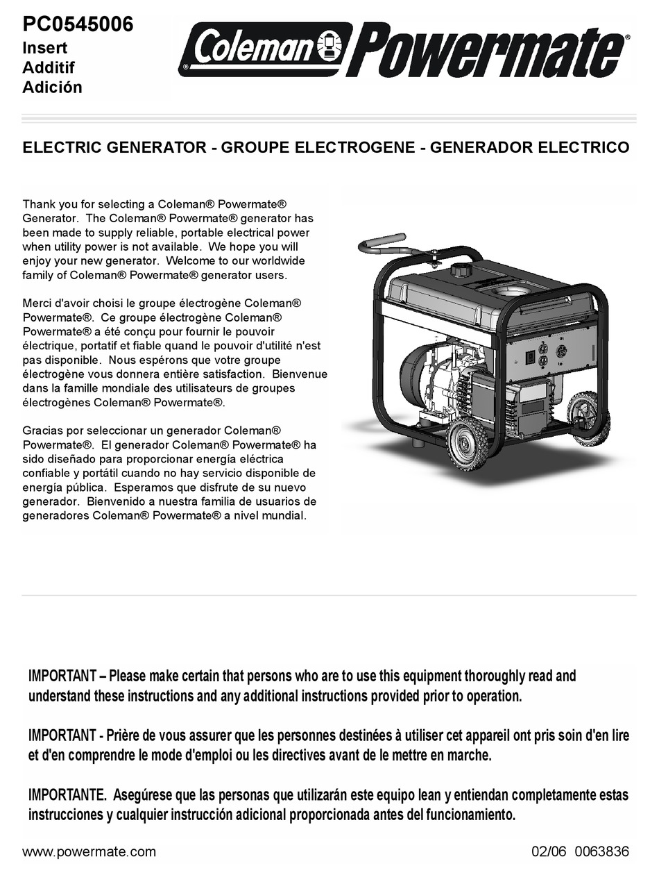 POWERMATE PC0545006 USER MANUAL Pdf Download ManualsLib