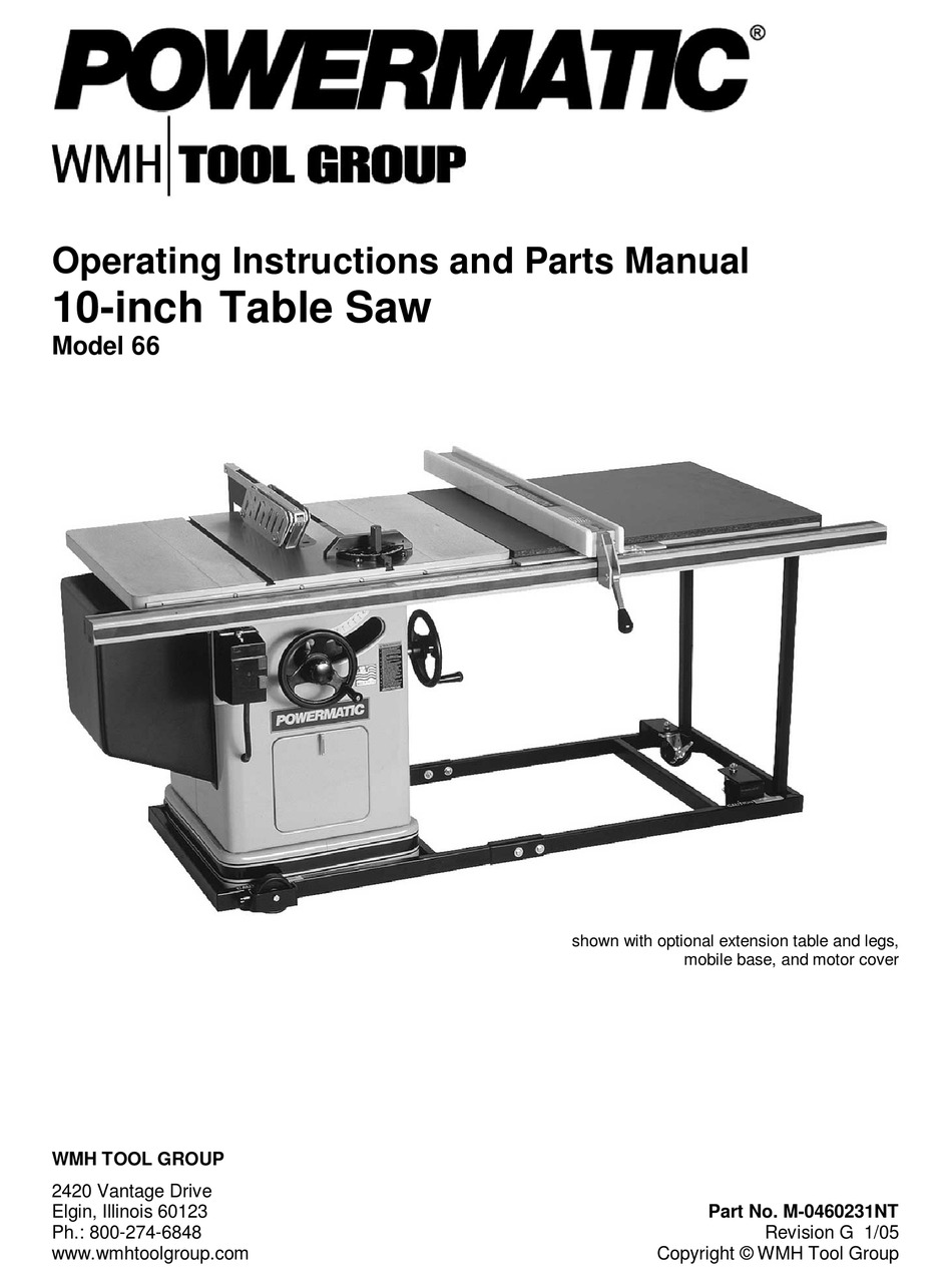 POWERMATIC 66 OPERATING INSTRUCTIONS AND PARTS MANUAL Pdf Download