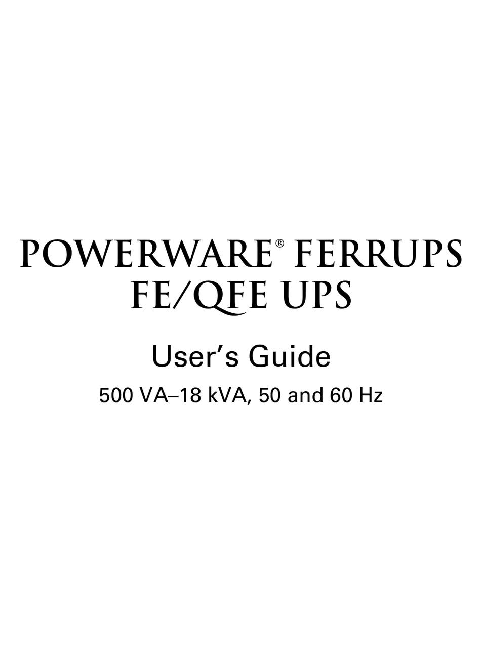 Powerware Ferrups Fe Qfe Ups User Manual Pdf Download Manualslib