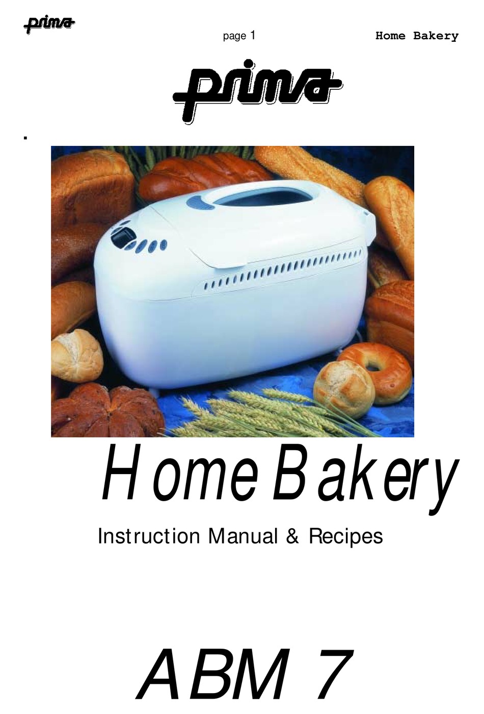 prima bread maker instruction manual abm3