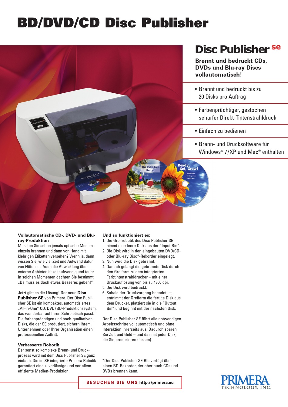 PRIMERA DISC PUBLISHER SE SPECIFICATIONS Pdf Download ManualsLib