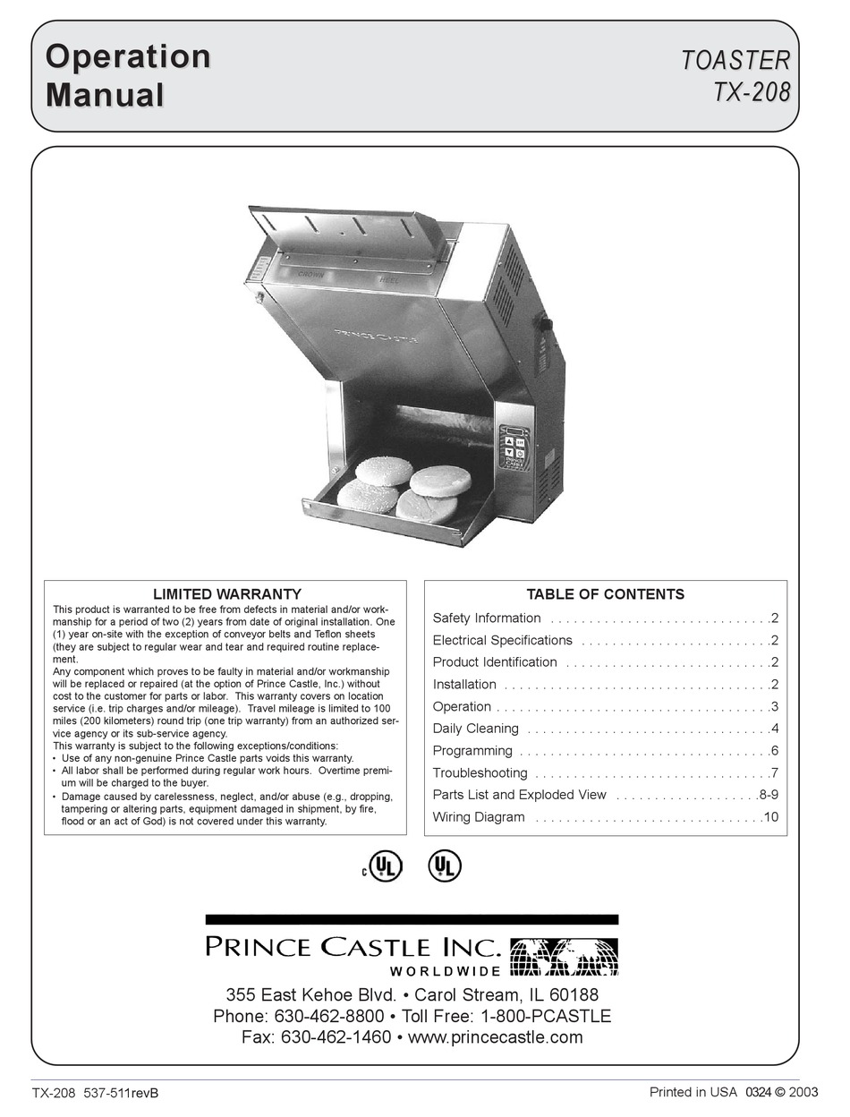 toaster prince castle