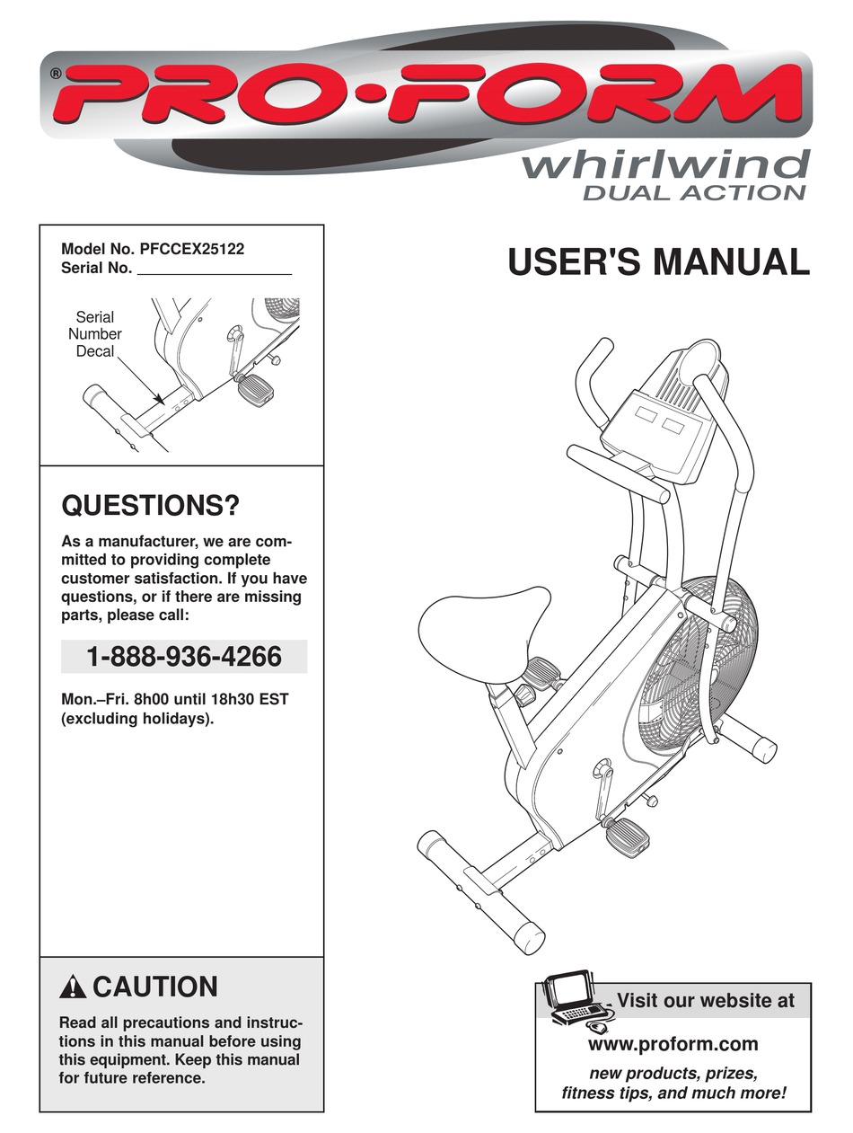 PROFORM WHIRLWIND PFCCEX25122 USER MANUAL Pdf Download | ManualsLib