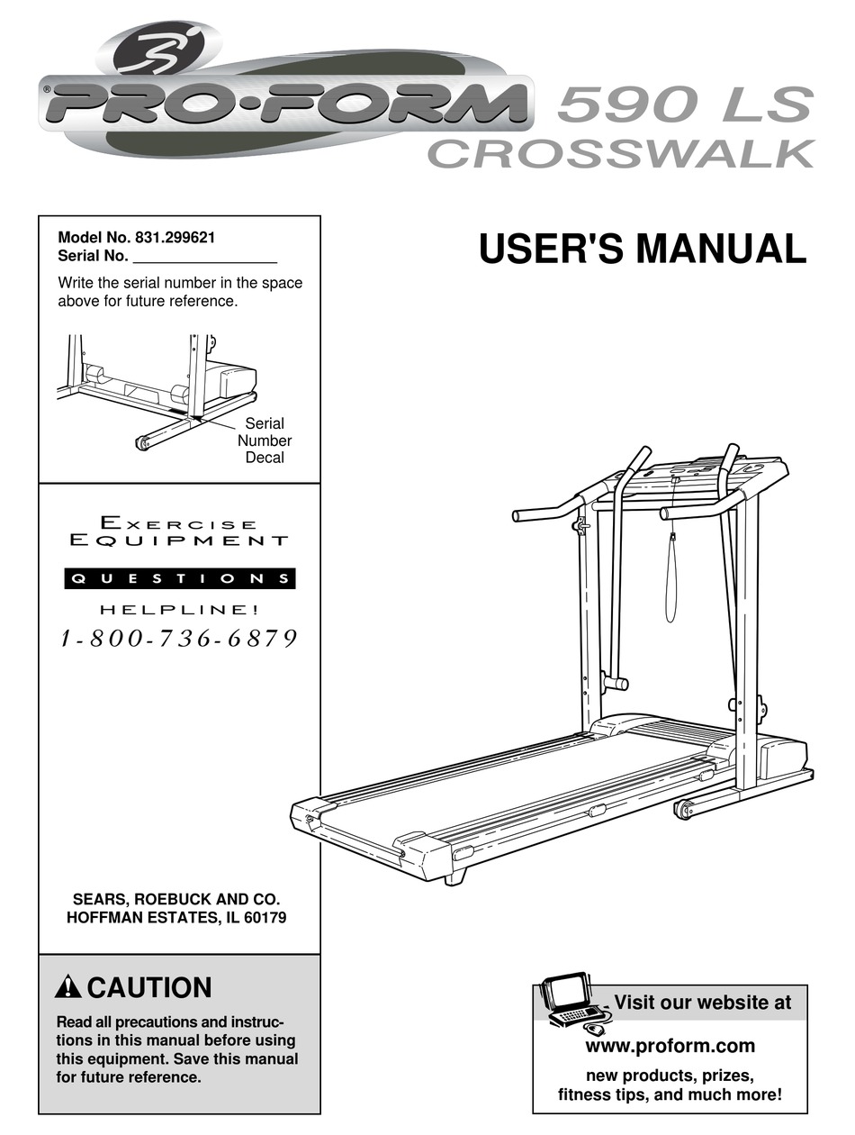 Proform 590t treadmill discount manual