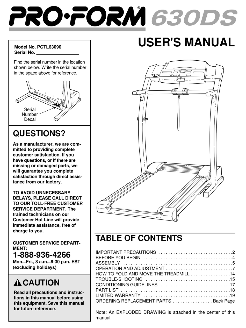 PROFORM 630 DS USER MANUAL Pdf Download | ManualsLib