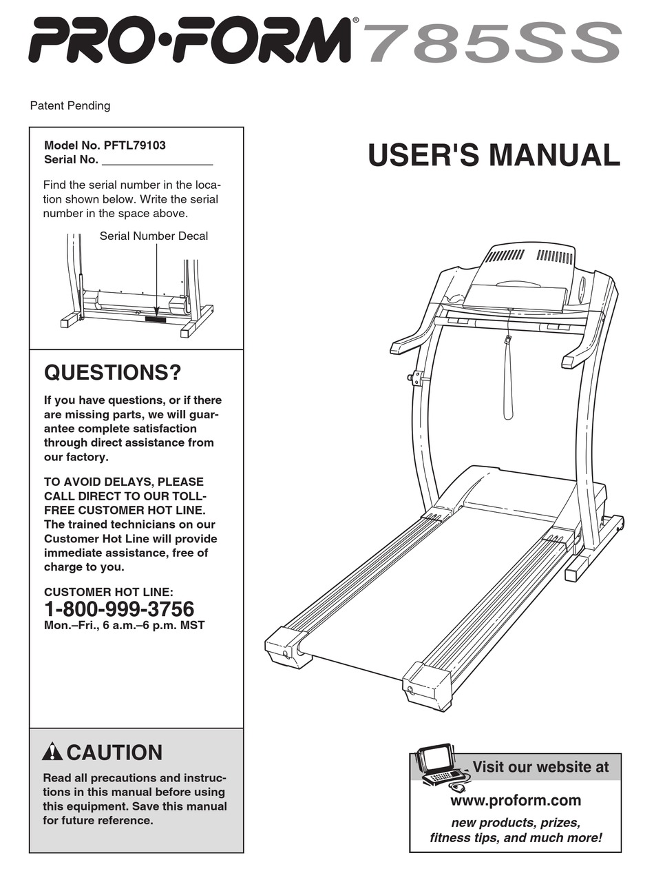 PROFORM 785SS PFTL79103 USER MANUAL Pdf Download | ManualsLib