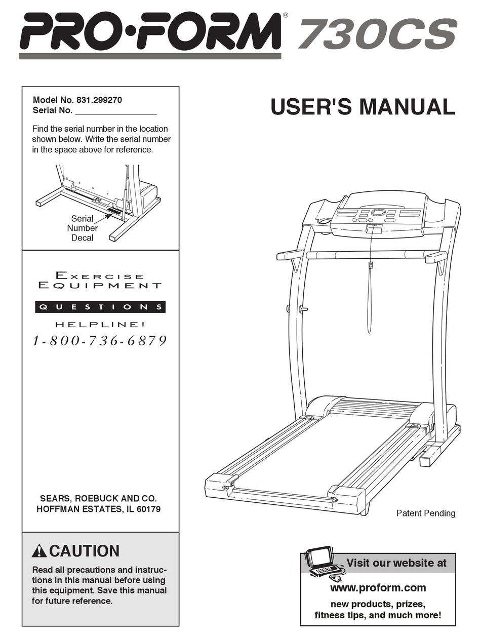 Proform t35 treadmill discount manual