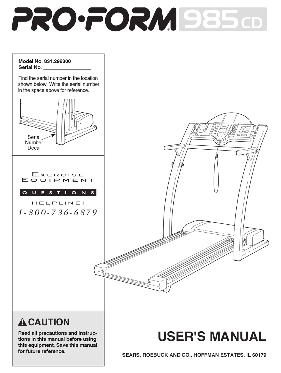 PROFORM 985CD 831.298300 USER MANUAL Pdf Download ManualsLib