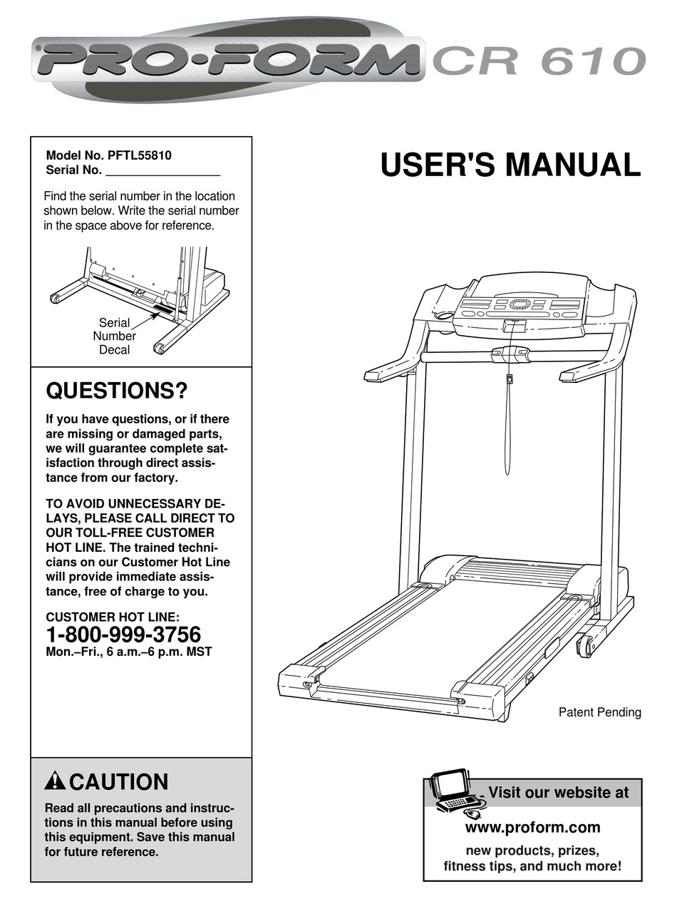 PROFORM CR 610 PFTL55810 USER MANUAL Pdf Download ManualsLib