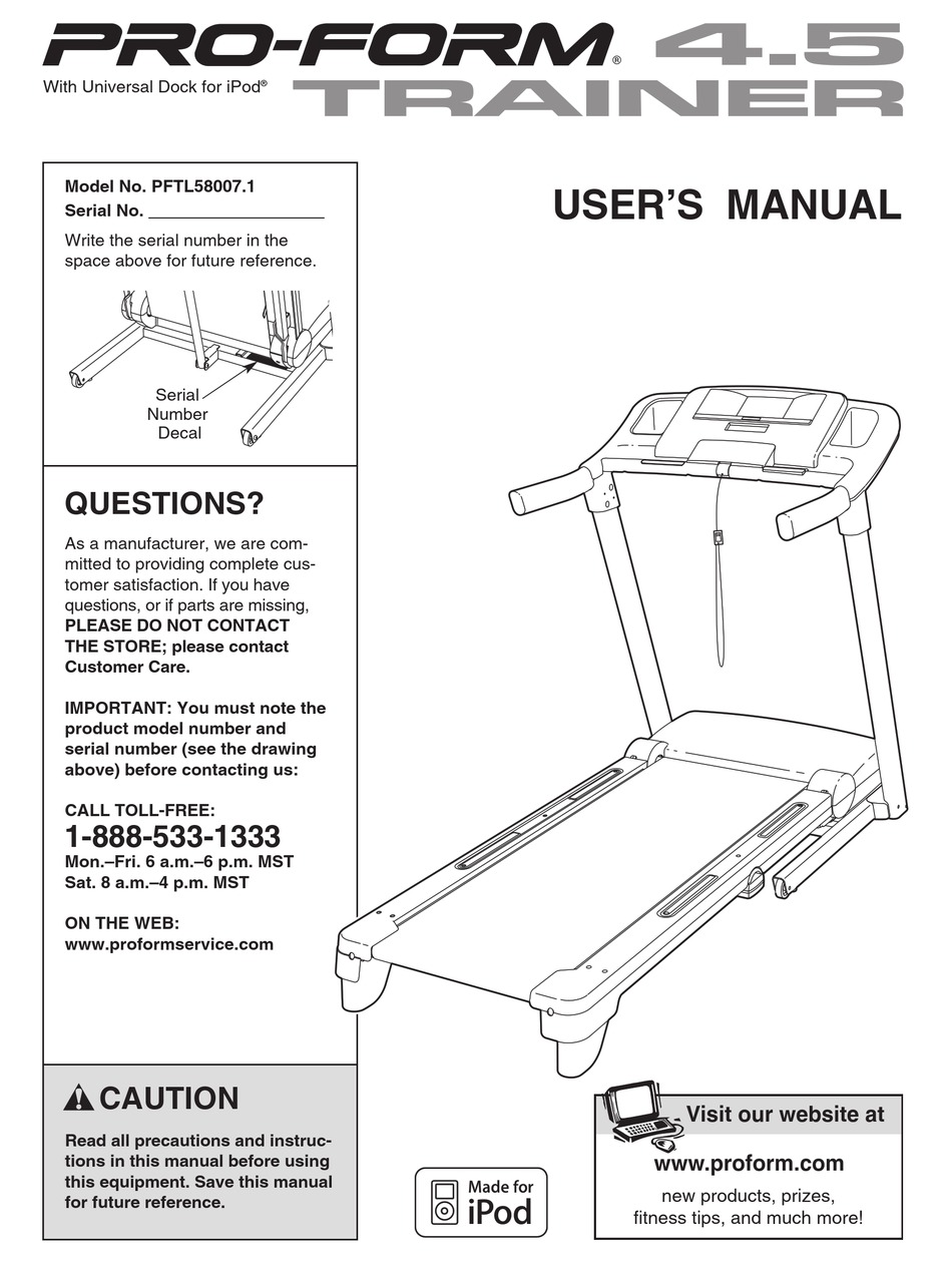 PROFORM PFTL58007.1 USER MANUAL Pdf Download | ManualsLib