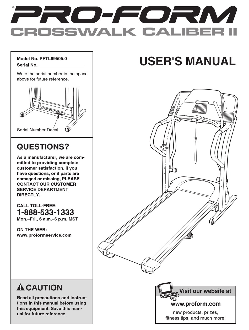 Proform 345s crosswalk online treadmill manual