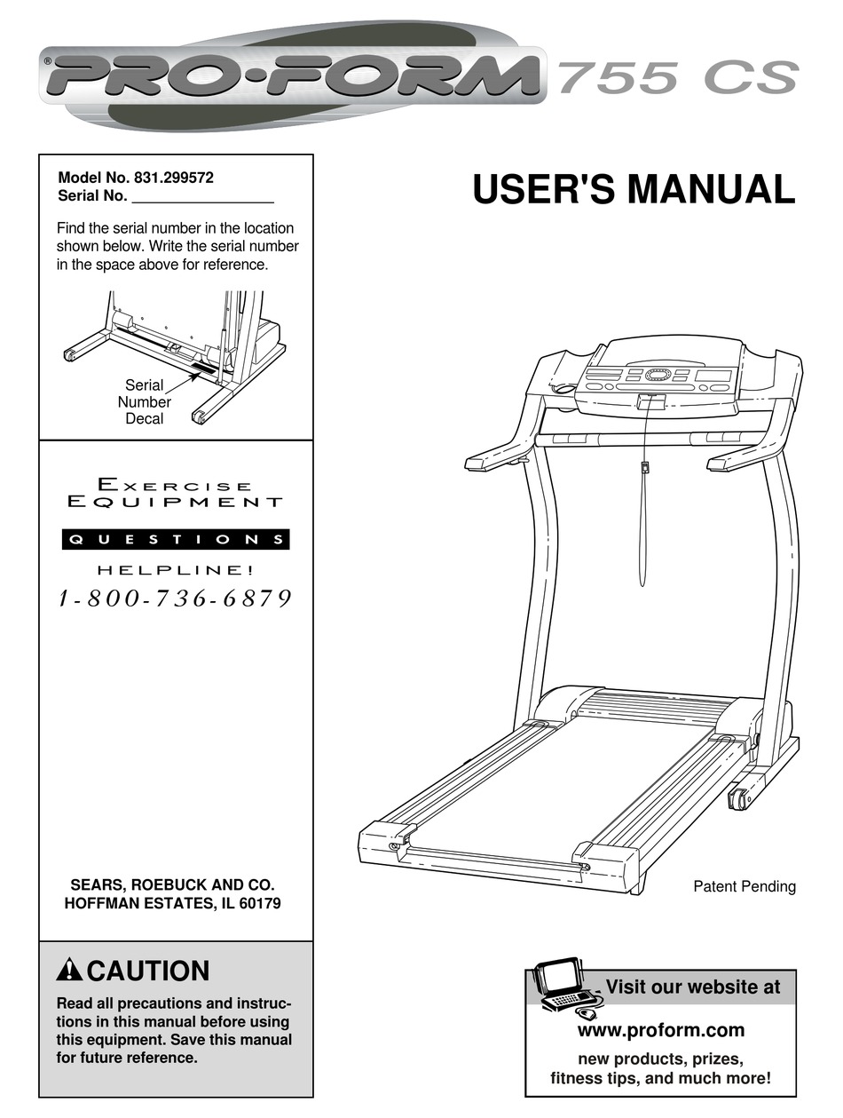 PROFORM TREADMILL 831.299572 USER MANUAL Pdf Download ManualsLib